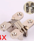 Concealed Cross Door Hinge 8x42mm Invisible Hinge 180 Degree Swing With Screws for wood doors and DIY projects, sleek design