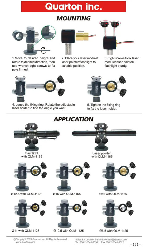 360 Degree Adjustable Laser Module Mount Holder Fits 6mm To 12.5mm Modules With Easy Tighten Screws, Taiwan Made Quality.