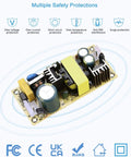 Internal safety features of All-In-One 30W Universal Power Adapter with adjustable DC output 3V to 12V, 14 tips.