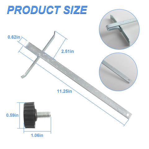 Rock Solid Circular Saw Rip Fence Guide dimensions showing 11.25in length, metal construction for precise cuts.