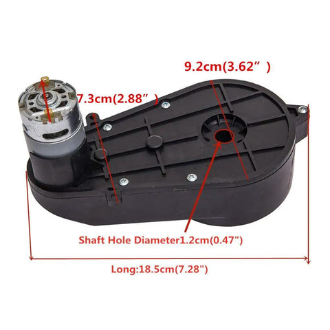 12V DC Motor Gearbox For Kids Ride On Cars With High Torque Drive Engine RS550 40000RPM, dimensions labeled
