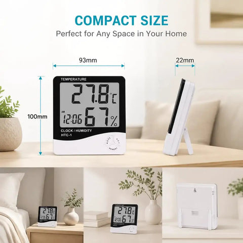Smart Indoor Hygrometer And Thermometer For Home And Office With Crisp Temperature And Humidity Readings Compact Room Sensor For Baby Rooms Pets Bedrooms And Kitchen Comfort, 93 x 100 x 22mm