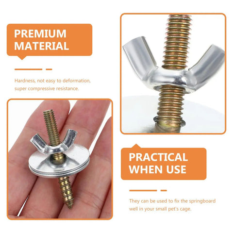 Premium Top Shelf Bird Cage Retaining Screws And Perch Hardware Kit with detailed image of a heavy-duty screw and washer.