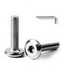 Two 1/4-20 x 1 in flat-head hex socket cap screws, 304 stainless steel, bright finish, with L-shaped hex key