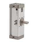 Side view of Pneumatic Rotary Actuator With Alloy Body And Double Sealing For Heavy Duty Performance Aluminum Rack Type Swing Air Cylinder Model CDRA1BS32-180 Oxidized Finish