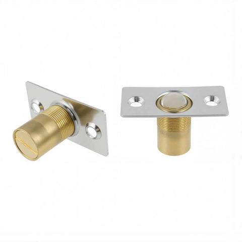 Two Pack Go-To Adjustable Ball Catch Closet Door Latches in Silver Finish, durable stainless steel with brass pin