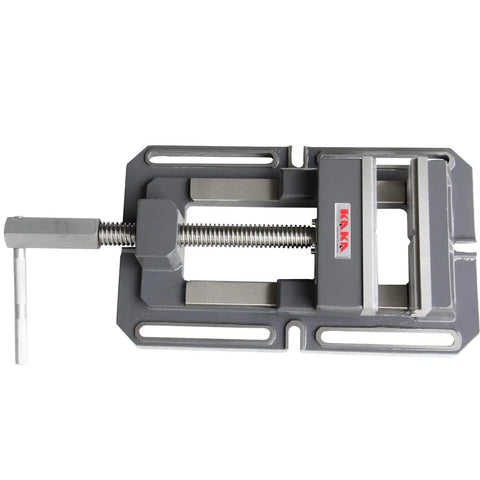 8-Inch Heavy-Duty Drill Press Vise With Replaceable Prismatic Jaws And 45-Degree Grooves For Plates And Square Tubes For Precision Metalworking In Cast Iron Milling Machine Vice Low-Profile Design TSL-200 showcased with visible handle and grooves.