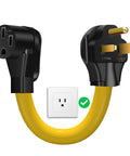 Nema 6-50P To 14-50R EV Charger Adapter Cord 50 Amp 240 Volt Level 2 Electric Vehicle Extension Cable connected to a socket.