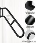 Heavy Duty Wall Mounted Grab Bar For Outdoor Steps No Sweat Assembly Non Slip Safety Railing For Porch Deck Backyard And Garage Safe Handle with U-shaped design.