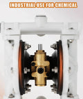 Front view of GCCSJ Air Operated Heavy Duty Double Diaphragm Transfer Pump 1/2" Inlet and Outlet, 13GPM, 100 PSI Max