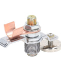Xixian 600A Heavy Duty Welding Ground Clamp With Super Strong Magnet And Thickened Brass Nose For Stable Arcing, close-up of metal clamp detail.