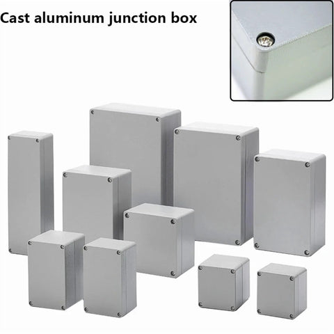 Cast aluminum junction boxes in multiple sizes; gray, IP66 waterproof outdoor electrical enclosures