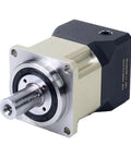 Top Shelf Planetary Gearbox And Helical Speed Reducer With 14 Mm Input Shaft IP65 Waterproof Sealing For 60 Mm Servo Motors Delivers Hella Smooth 5 To 1 Gear Reduction close-up view showing metallic housing and shaft.