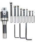 2 Inch Boring Head Set With R8 Shank, Includes 9 Pc 1/2 Inch Boring Bars And 3 Pc Hex Wrenches, Hardened Durable Milling Tool Kit