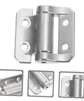 Front view of a silver metal heavy-duty damping cabinet door hinge for residential cabinets.