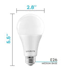 A21 LED Bulbs 150W Equivalent 2550 Lumens Beast Bright Soft White 3000K Dimmable 22W E26 Medium Base dimensions