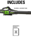 Heavy Hitter 80V Electric Leaf Blower With Brushless Motor, 730 CFM Airflow And 170 MPH Gust For Zero Fuss Yard Cleanup, Driveway And Patio Debris Blaster, Tool Only with blower tube and operator's manual.