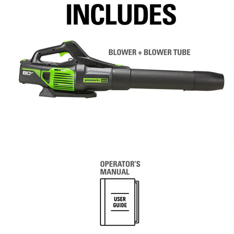 Heavy Hitter 80V Electric Leaf Blower With Brushless Motor, 730 CFM Airflow And 170 MPH Gust For Zero Fuss Yard Cleanup, Driveway And Patio Debris Blaster, Tool Only with blower tube and operator's manual.