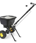 Spyker P20 5010 50 Pound Capacity Broadcast Spreader for Fertilizer Grass Seed and Ice Melt with powder-coated frame.