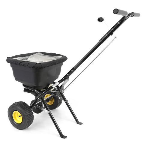Spyker P20 5010 50 Pound Capacity Broadcast Spreader for Fertilizer Grass Seed and Ice Melt with powder-coated frame.