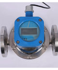 Tough As Nails Stainless Steel Oval Gear Flow Meter for harsh chemical jobs, featuring a digital display and flanged connections.