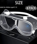 Kids Safety Goggles 8 Pack Adjustable Lightweight Protective Glasses For Boys And Girls Crystal Clear Eye Protection