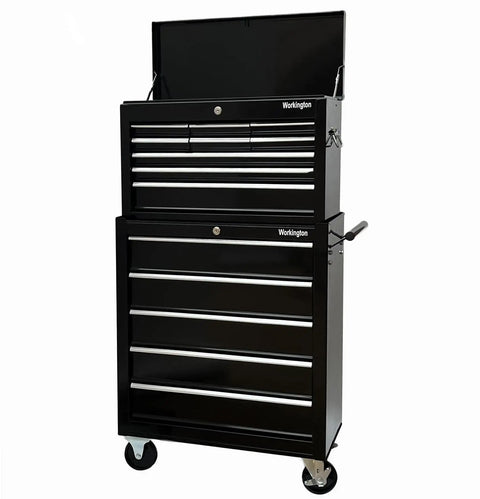 Rolling Metal Tool Chest with 5 Drawers, 24 Inch Wide Cabinet, Ball Bearing Drawer Slides, Heavy Duty Casters, in Black