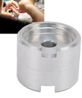 Close-up of Pro Grade Aluminum Watch Movement Holder For 2824 2892 NH35 NH36 2813 8200 with watchmaker in background