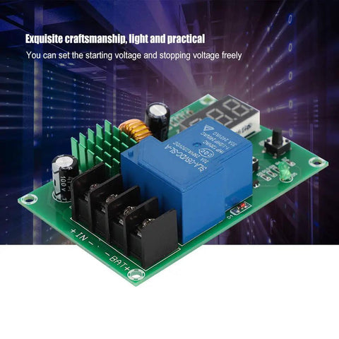 Super Tight 60V Battery Charging Control Board Compact Power Module For Custom EV Solar DIY Battery Systems With Lithium Ion Compatibility And Zero Sweat Setup, with adjustable voltage, green PCB design.