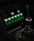 12 Volt Green LED 6 Gang Rocker Switch Panel With USB Charger And Cigarette Lighter Socket Voltmeter in car console
