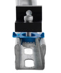 Close-up of Heavy Duty Solar Panel Clamps Kit for One And Five Eighths Inch Strut Rails with aluminum bracket and blue nut