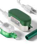 Condensate Pump With Automatic Safety Switch For Air Conditioners Dehumidifiers HVAC Furnaces And Ice Makers Delivers Nine Point Six GPH Up To 33 Feet Lift 100 To 230 Volt Ultra Quiet 21 DB No Fuss Drainage For Long Distance And Uphill Runs, green pump and float switch with power cord