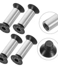 Four silver knife-handle rivets with black caps, 4-pack for kitchen knife repair (angled front view)