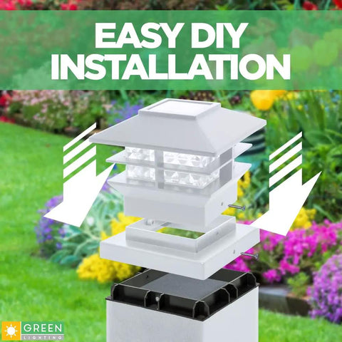 Executive Two Tier 12 Lumen Solar Post Cap Lights For Outdoor Use LED Fence Solar Post Lights Waterproof With Easy Install Dope Solar Deck Post Caps 4X4 Post Caps White 4 Pack