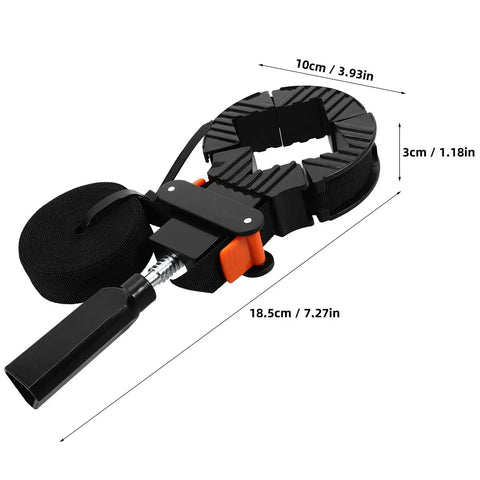 Right Angle Woodworking Clamp With Strong Clamping Power Precise Positioning Frame Holder for picture frames and artwork, dimensions shown