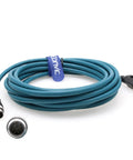 M12 To RJ45 Industrial Ethernet A Code Sensor Connector With Pro Grade Shielded Cat 6 Cable 8 Pin Gigabit Ready Flexible Blue Cable For Cognex Industrial Camera 5M coiled with connectors visible.