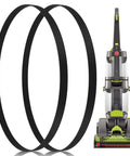 Replacement Belts For Dual Power Max Carpet Vacuum Cleaner Compatible With FH51000 FH51001 FH51002 FH51010 FH54010 FH51000RM FH51000NC FH54000 Easy To Install Durable Pack Of 2 showing two belts and vacuum cleaner