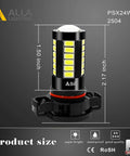 PSX24W 2504 LED Fog Light Bulbs Set Of 2, 6000K Xenon White, 2800 Lumens Total, Auto 12V Fog Lamps Replacement product dimensions