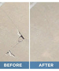 Before and after using Tile Repair Filler For Ceramic Porcelain Acrylic Fiberglass And Enamel, Super Strong Adhesion, Color Match Nanotech Repair Paste That Fixes Chips And Cracks Fast, Easy As Pie To Use, Durable Diy Tile Patch For Home And Kitchen showing crack repair.
