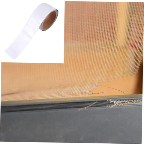 Window Screen Repair Tape Strong Adhesive Mesh Gap Mending Tape for Kitchen and Bathroom Easy Roll Quick Fix for Tears and Holes Cold and Heat Resistant Sealing Solution Random Color applied on a damaged screen