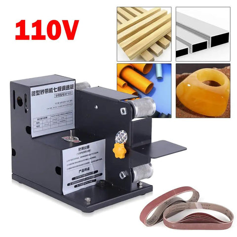 Heavy Duty Mini Bench Belt Sander delivers slick seven speed precision with adjustable platform for woodworking polishing kit.