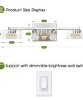 Dimmable Led Three Light Bathroom Vanity Light Over Mirror With Modern Crystal Brushed Nickel Finish dimensions and dimmer switch