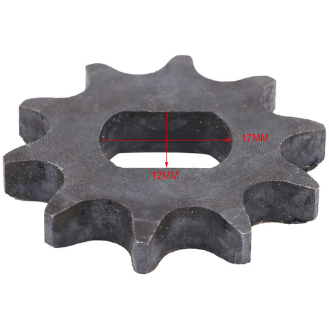 Premium Industrial Steel Chain Sprocket With 10 Teeth For Electric Scooter Replacement high durability close-up showing dimensions of 12MM by 17MM.