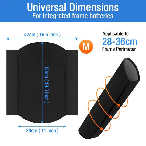 Thickened Battery Cover For Electric Bicycles Ebike Frame Protector Medium Size 50x42 cm dimensions displayed