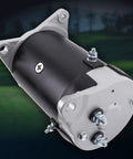 Heavy Duty Starter Generator For Ezgo Golf Cart Mg2 Txt Rtx Medalist Fleet Freedom Hp And Club Car Ds close-up view of robust black steel housing and mounting bolts.
