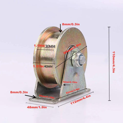 Heavy Hitting HGroove Sliding Gate Roller Welded Tough With Galvanized Steel Casters For Barn Doors and Shop Carts, 110mm size.