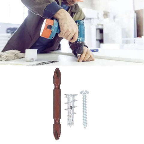 50 Piece Heavy Duty Beefy Hollow Metal Wall Anchors And Screws Kit For Drywall No Pre Drill Needed Self Drilling Anchors With Size Eight Zinc Alloy Screws One And A Quarter Inch For Three Eighths To Five Eighths Inch Drywall, drill bit and anchors