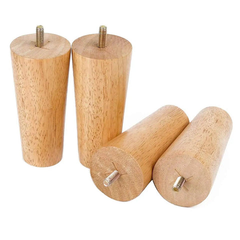 Set of 4 6 inch replacement wood furniture legs for sofa couch table cabinet dresser chair and ottoman, mid-century hardwood style.