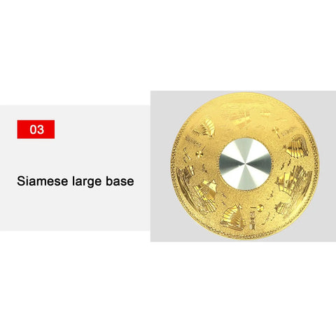 Gold base of Tempered Glass Lazy Susan With Swivel Assist System, featuring intricate design and central metallic disc.