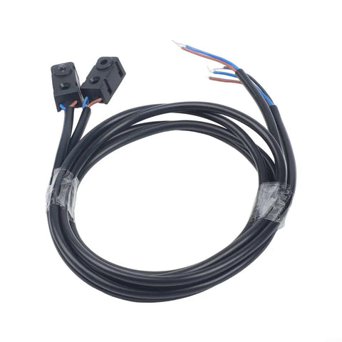 Image of Slick Infrared Break Beam Sensor Module 3mm Split Emitter Receiver for Through Beam Photoelectric Switch With 950 Nm IR Beam Detection Ideal for Energy Efficient Projects Up To 200 Cm Range Black Housing coiled cable with connectors.